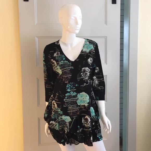Style & Co. Tops - $12-Style & Company tunic XL black, aqua B3.7